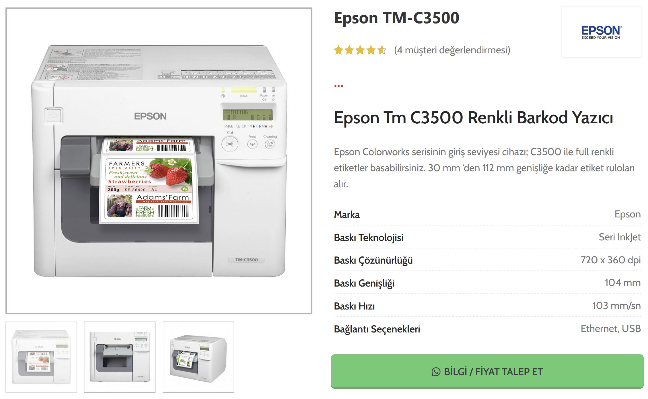 Epson Tm-C3500 - Epson Cw-C4000e